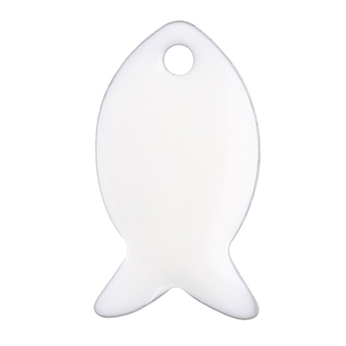 Metal and epoxy resin fish beads 14x8 mm - Ivory x6