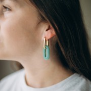 30x15 mm oval imitation gemstone pendant - Opalite x1