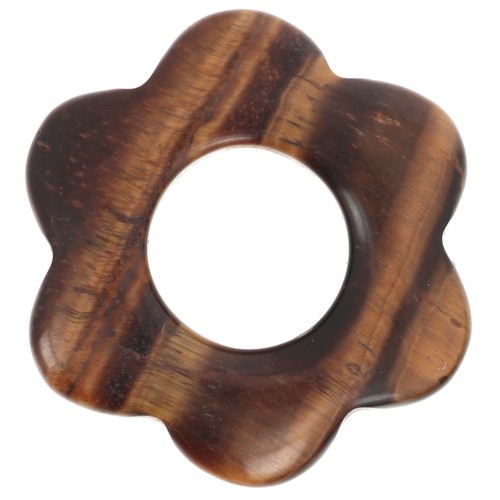 20 mm gemstone flower pendant - Tiger's eye x1