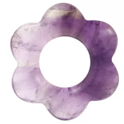 20 mm gemstone flower pendant - Amethyst x1