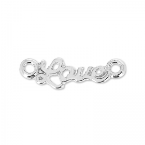 Spacer 2 loops Made by Me Love 19 x 5.5 mm silver tone