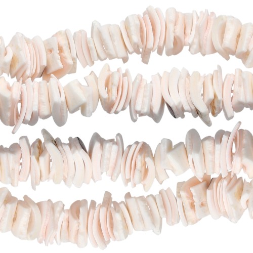 Square shell chip beads 8 - 11 mm - Pinkish white x40cm