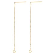 Through-ear chains Trace mesh 57 mm - 304L gold-plated stainless steel x2|raw }}