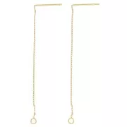 Through-ear chains Trace mesh 57 mm - 304L gold-plated stainless steel x2