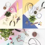 Assortment of 5 feather charms Made by Me 17 mm Sorbet