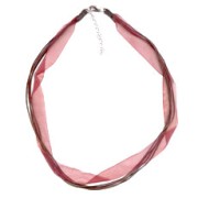 Multi-cord cotton and organza choker - Burgundy x43cm|raw }}