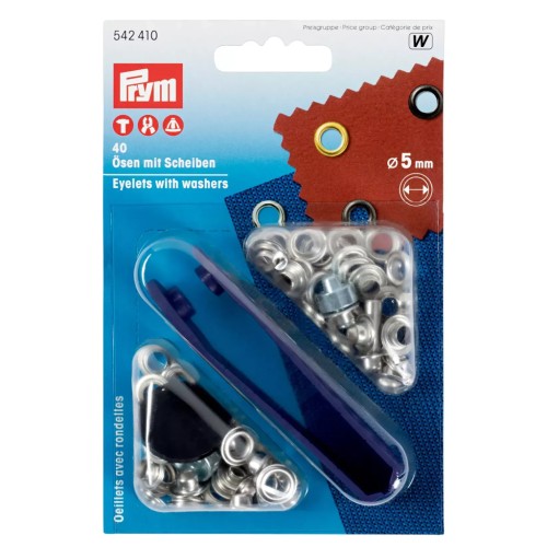 Box of 40 5 mm eyelets with washers and setting tool - Silver x1