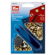 Box of 40 5 mm eyelets with washers and setting tool - Gold x1|raw }}
