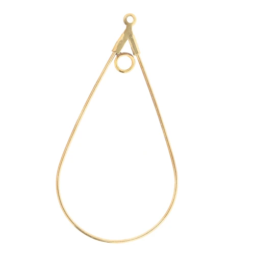 Single hoop drop earrings 44x23mm - Gold-plated stainless steel x2