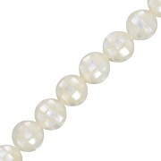 8 mm mosaic-effect mother-of-pearl bead - Ivory x1|raw }}