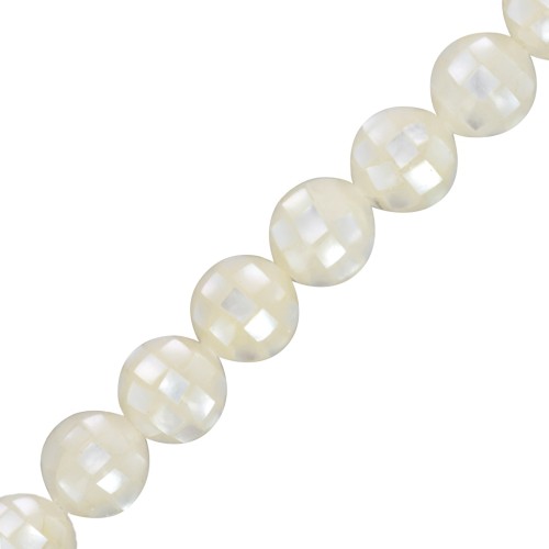 8 mm mosaic-effect mother-of-pearl bead - Ivory x1