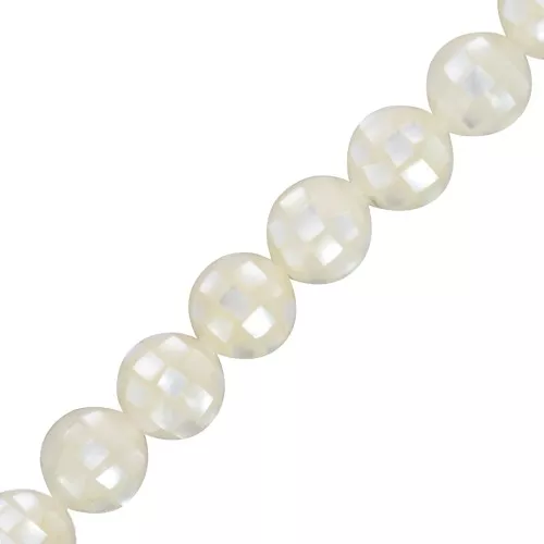 8 mm mosaic-effect mother-of-pearl bead - Ivory x1