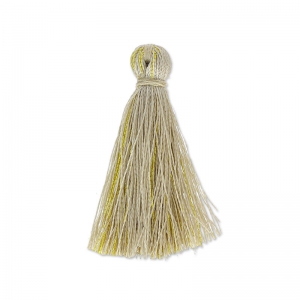 Pompon in silk imitation 95 mm gold tone/Sand x1