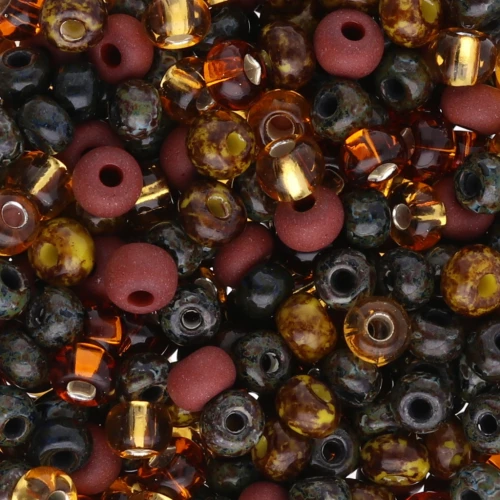 Preciosa Seed Beads 6/0 4 mm - Picasso Brown Mix x20g