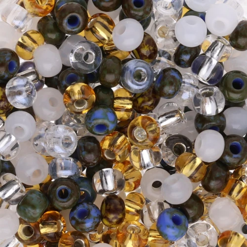 Preciosa Seed Beads 6/0 4 mm - White Mix - Topaz - Picasso x20g