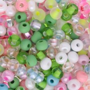 Preciosa Seed Beads 6/0 4 mm - Light Green, Pink, and White Mix - 20 g
