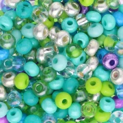 Preciosa Seed Beads 6/0 4 mm - Green, Turquoise, and Purple Mix x 20 g