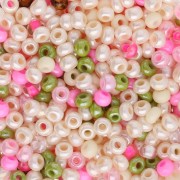 Preciosa Seed Beads 8/0 3 mm - Assorted Cream, Green, and Pink - 20 g