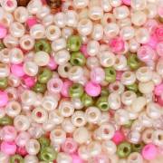 Preciosa Seed Beads 8/0 3 mm - Assorted Cream, Green, and Pink - 20 g