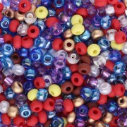 Preciosa Seed Beads 8/0 3 mm - Blue, Red, and Purple Mix x 20 g