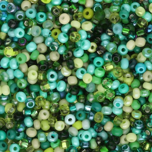 Preciosa Seed Beads 11/0 2 mm - Green Assortment x 20 g