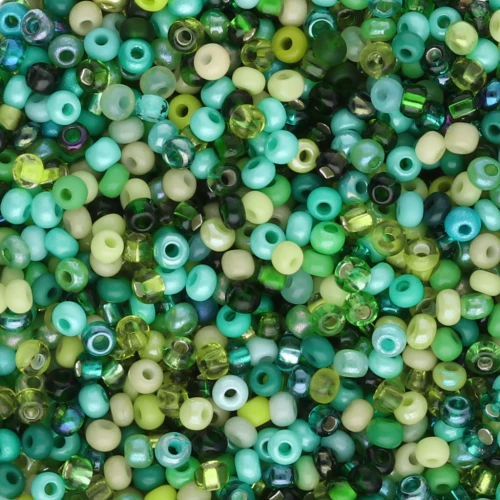 Preciosa Seed Beads 11/0 2 mm - Green Assortment x 20 g