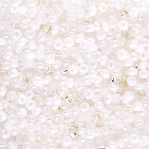 Preciosa Seed Beads 11/0 2 mm - White & Clear Mix - 20 g