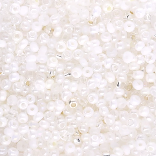 Preciosa Seed Beads 11/0 2 mm - White & Clear Mix - 20 g