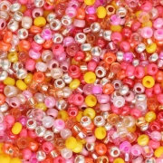 Preciosa Seed Beads 11/0 2 mm - Mix of Orange, Pink, and Silver x 20 g