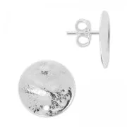 Stud earrings with a hole 15 mm silver tone x2