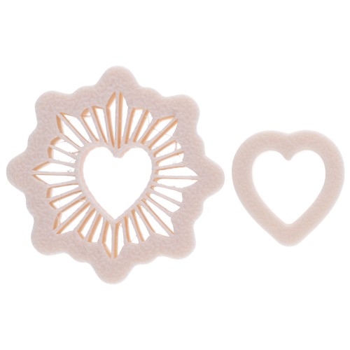Set of 30 mm glittering heart cookie cutters in biodegradable polymer - Beige