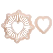 Set of 30 mm glittering heart cookie cutters in biodegradable polymer - Beige