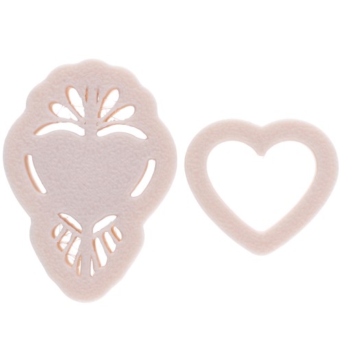 Set of Ex-voto heart cookie cutters 31x20.5 mm in biodegradable polymer - Beige