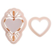 Set of Ex-voto heart cookie cutters 31x20.5 mm in biodegradable polymer - Beige