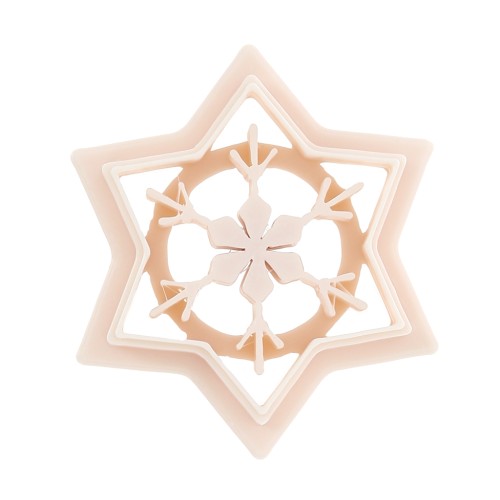 Snowflake star cookie cutter 30x27 mm in biodegradable polymer - Beige x1