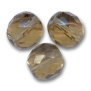 Fire Polished faceted round beads 10mm Light Smoked Topaz x10|raw }}