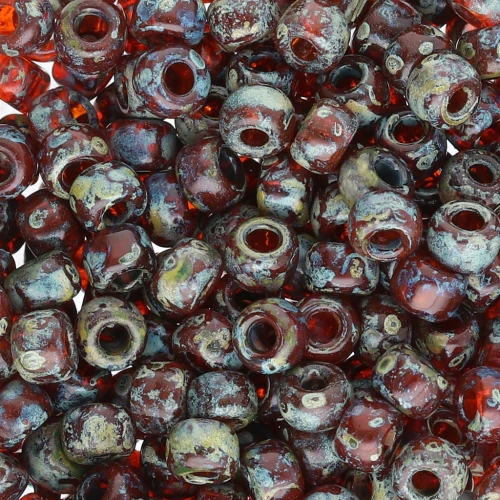 Seed beads Miyuki 6/0 4503 - Transparent Flame Red Picasso x8g