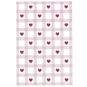 9x6cm Jewelry card - Gingham pattern and hearts - Old Rose - White x20