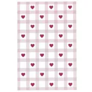 Cartes à bijoux 9x6 cm - Motif vichy et petits coeurs - Vieux Rose - Blanc x20