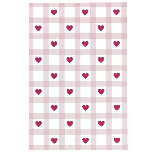 9x6cm Jewelry card - Gingham pattern and hearts - Old Rose - White x20