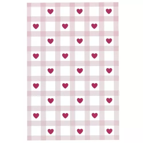 9x6cm Jewelry card - Gingham pattern and hearts - Old Rose - White x20