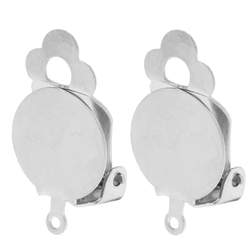 Clips d'oreilles plateau 12 mm oreilles non percées - Stainless steel 304 x2
