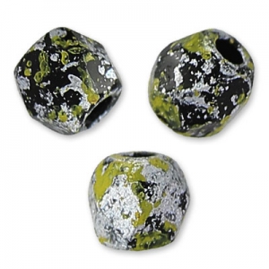 Fire Polished faceted beads 3mm Jet Tweedy Yellow x50