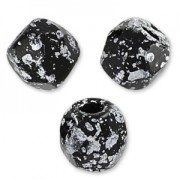 Fire Polished faceted beads 3mm Jet Tweedy Silver x50|raw }}