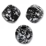 Fire Polished faceted beads 3mm Jet Tweedy Silver x50