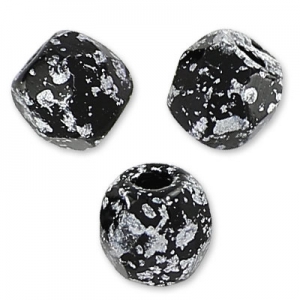 Fire Polished faceted beads 3mm Jet Tweedy Silver x50