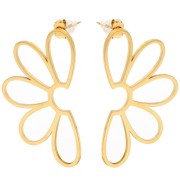 Hollow Flower Earstuds 41x24 mm - 304 Stainless Steel Gold x2