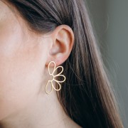 Flower earstuds 41x24 mm - Stainless steel 316L Gold x2