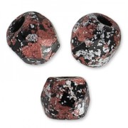 Fire Polished faceted beads 3mm Jet Tweedy Red x50