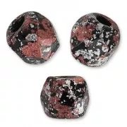 Fire Polished faceted beads 3mm Jet Tweedy Red x50